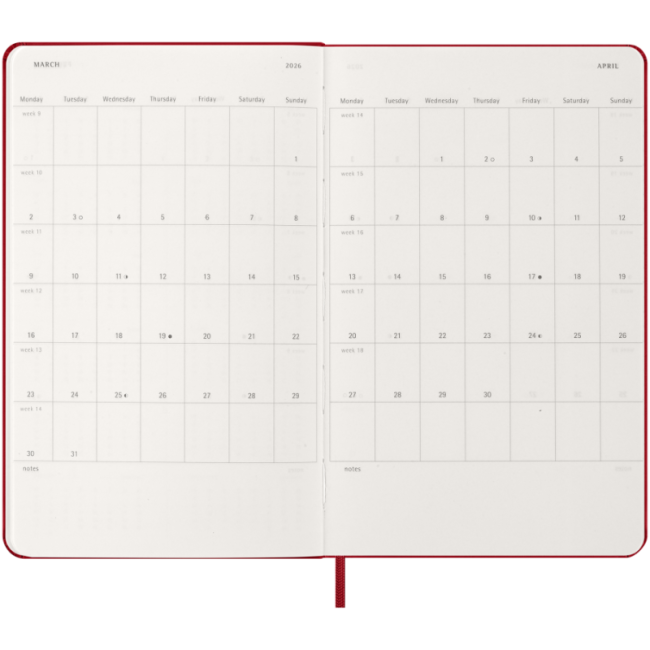 Agenda hebdomadaire 12 mois Moleskine ® L 