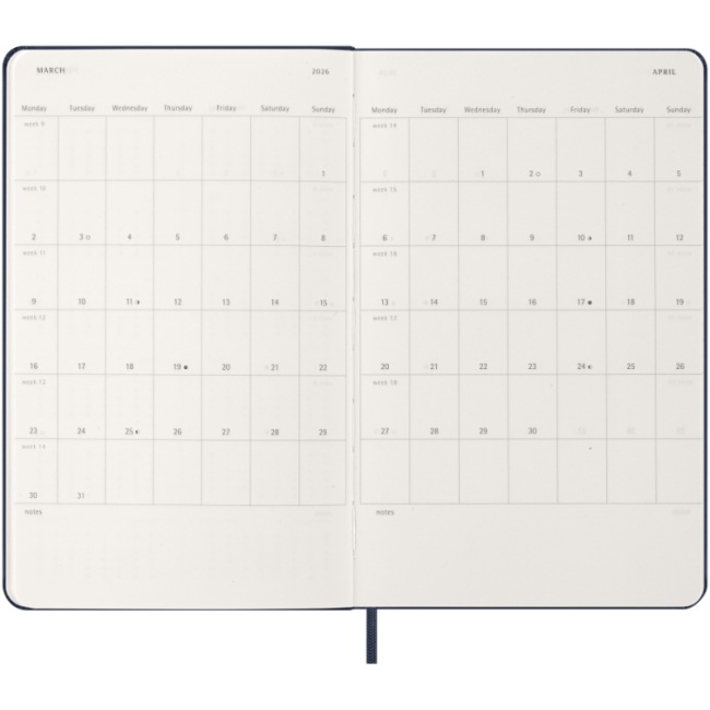 Agenda hebdomadaire 12 mois Moleskine ® L 