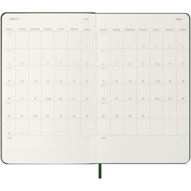 Agenda hebdomadaire 12 mois Moleskine ® L 