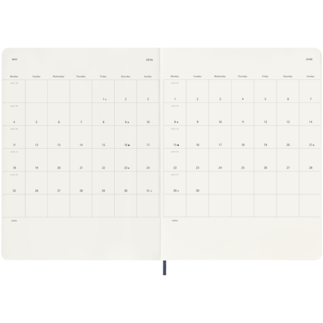 Agenda 12 mois à couverture souple Moleskine ® XL 