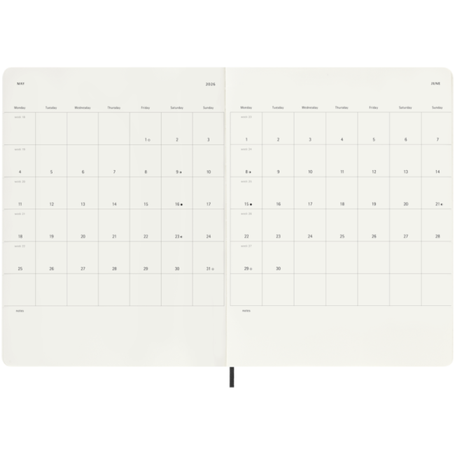 Agenda 12 mois à couverture souple Moleskine ® XL 
