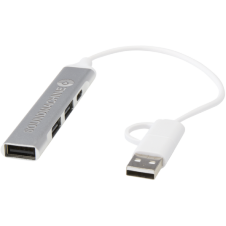Hub USB personnalisable en aluminium recyclé Alkaid 