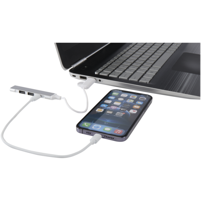 Hub USB personnalisable en aluminium recyclé Alkaid 
