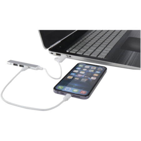 Hub USB personnalisable en aluminium recyclé Alkaid 