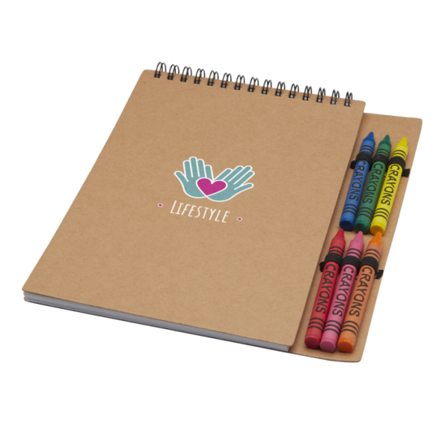 Set carnet à spirales A5 et crayons gras Doodle 