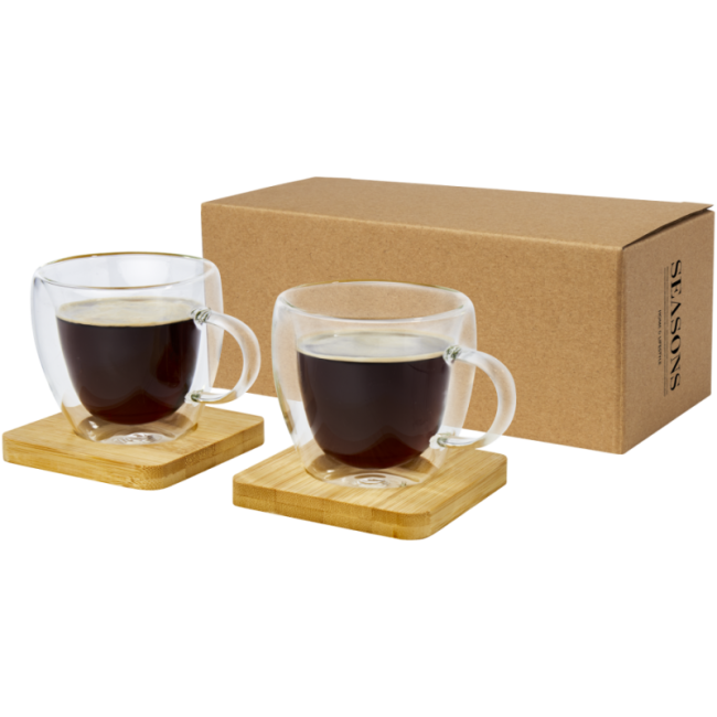 Lot de 2 tasses à café et sous-verres Manti 100 ml 