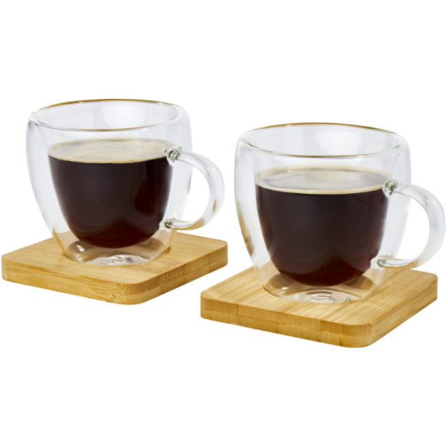 Lot de 2 tasses à café et sous-verres Manti 100 ml 