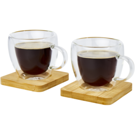 Lot de 2 tasses à café et sous-verres Manti 100 ml 