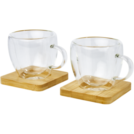Lot de 2 tasses à café et sous-verres Manti 100 ml 