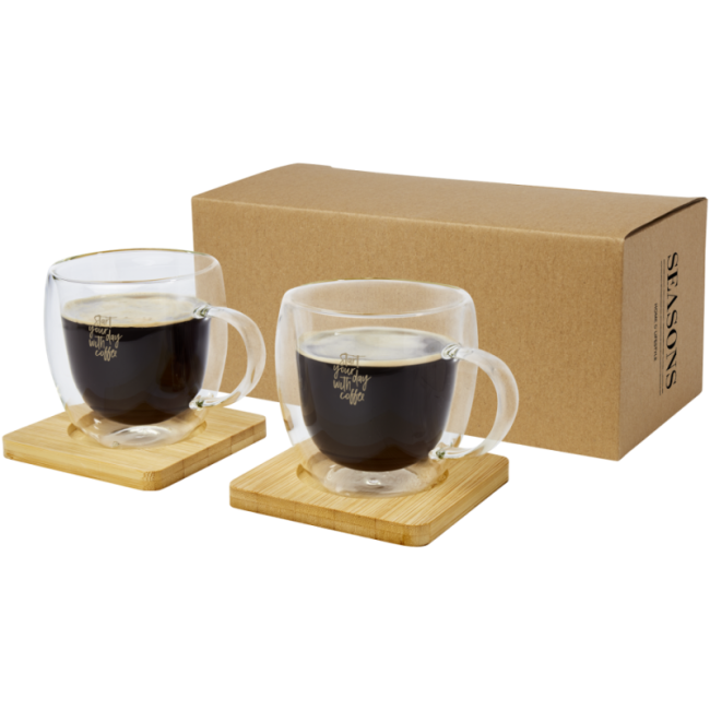 Lot de 2 tasses à café et sous-verres Manti 250 ml 
