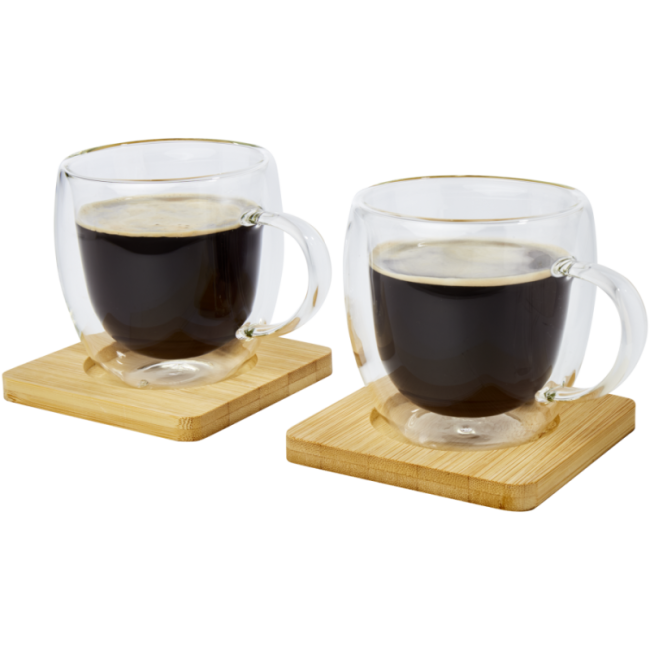 Lot de 2 tasses à café et sous-verres Manti 250 ml 