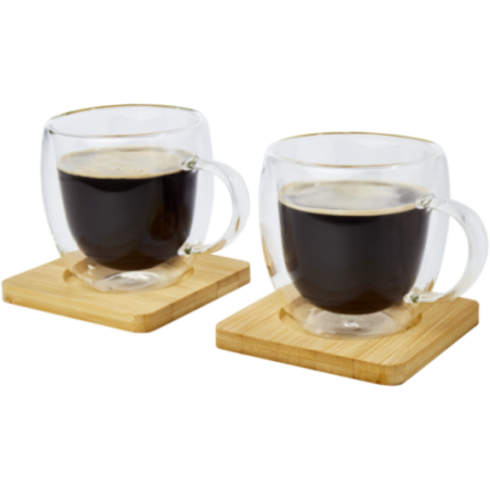 Lot de 2 tasses à café et sous-verres Manti 250 ml 