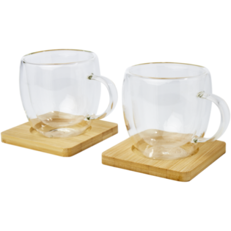 Lot de 2 tasses à café et sous-verres Manti 250 ml 