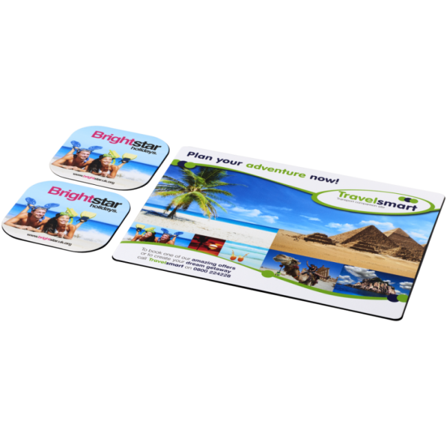 Ensemble tapis de souris et sous-verres Brite-Mat® 3 