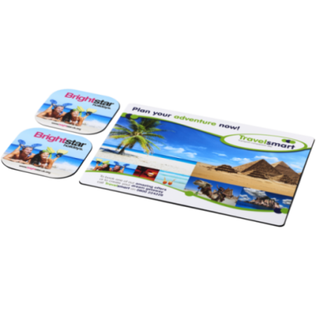 Ensemble tapis de souris et sous-verres Brite-Mat® 3 