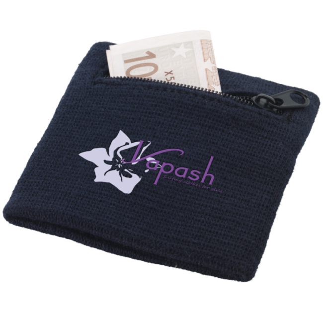 Poignet éponge personnalisé avec poche zippée 