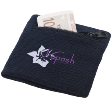 Poignet éponge personnalisé avec poche zippée 