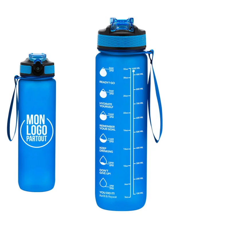 Bouteille publicitaire en PETG graduée Ridof 1 L 