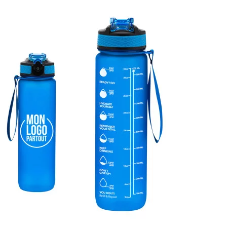 Bouteille publicitaire en PETG graduée Ridof 1 L 