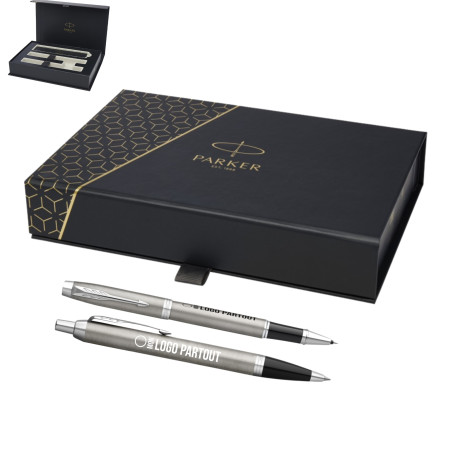Coffret stylos roller et bille argentés Parker IM Essentials 