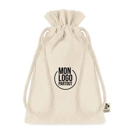 Sac cadeau à cordon en coton bio Amber S 