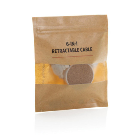 Câble rétractable personnalisable 6 en 1 en liège et fibre de paille 