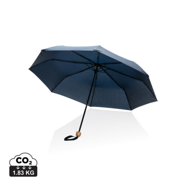 Mini Parapluie personnalisé avec poignée bambou AWARE™ Impact 20.5" 