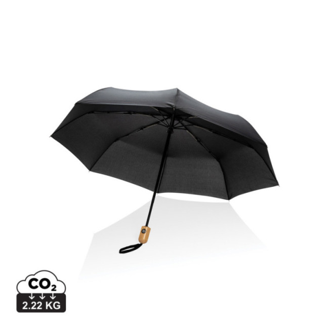 Parapluie automatique publicitaire rPET et bambou AWARE™ Impact 21" 