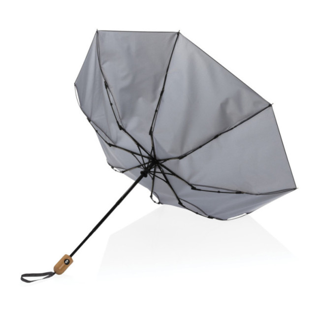 Parapluie automatique publicitaire rPET et bambou AWARE™ Impact 21" 