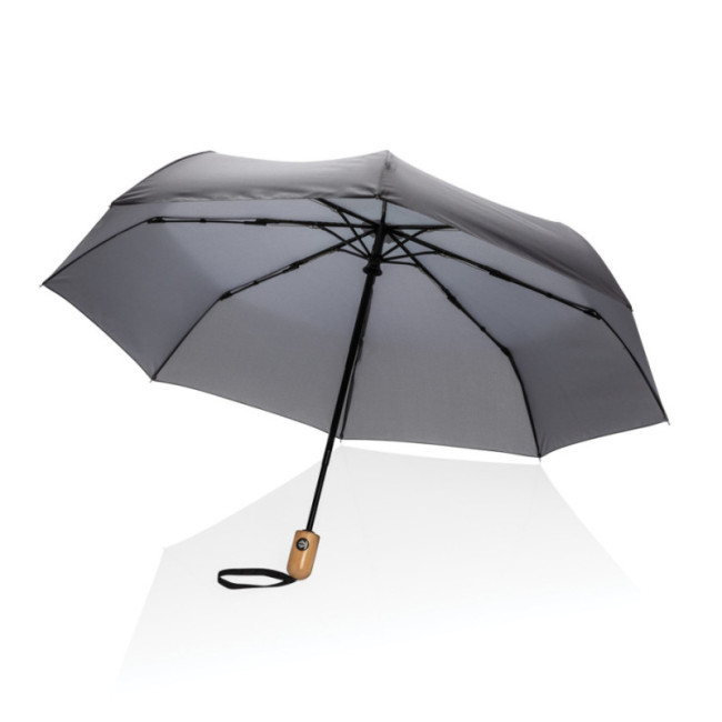 Parapluie automatique publicitaire rPET et bambou AWARE™ Impact 21" 