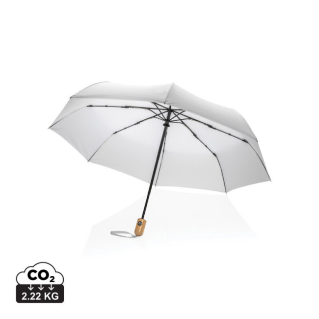 Parapluie automatique publicitaire rPET et bambou AWARE™ Impact 21" 