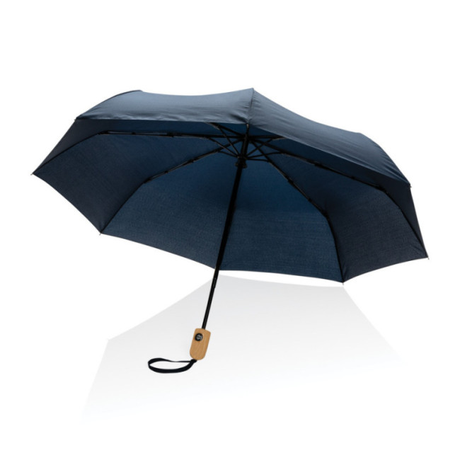 Parapluie automatique publicitaire rPET et bambou AWARE™ Impact 21" 