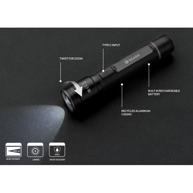 Lampe torche publicitaire rechargeable Gear X 3W 