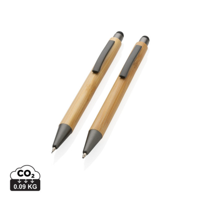 Set de stylos personnalisés en bambou avec coffret 
