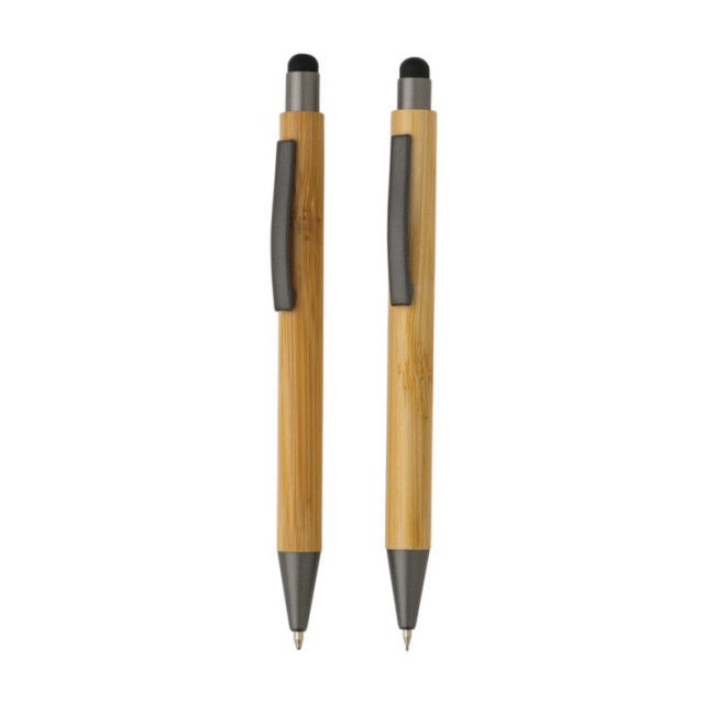 Set de stylos personnalisés en bambou avec coffret 