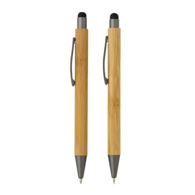 Set de stylos personnalisés en bambou avec coffret 