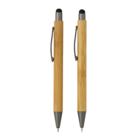 Set de stylos personnalisés en bambou avec coffret 