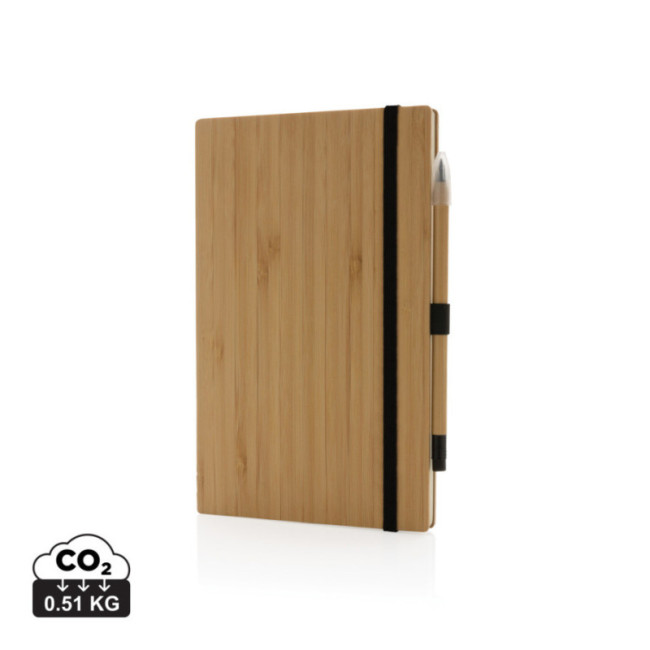 Set publicitaire avec carnet et crayon infini en bambou 
