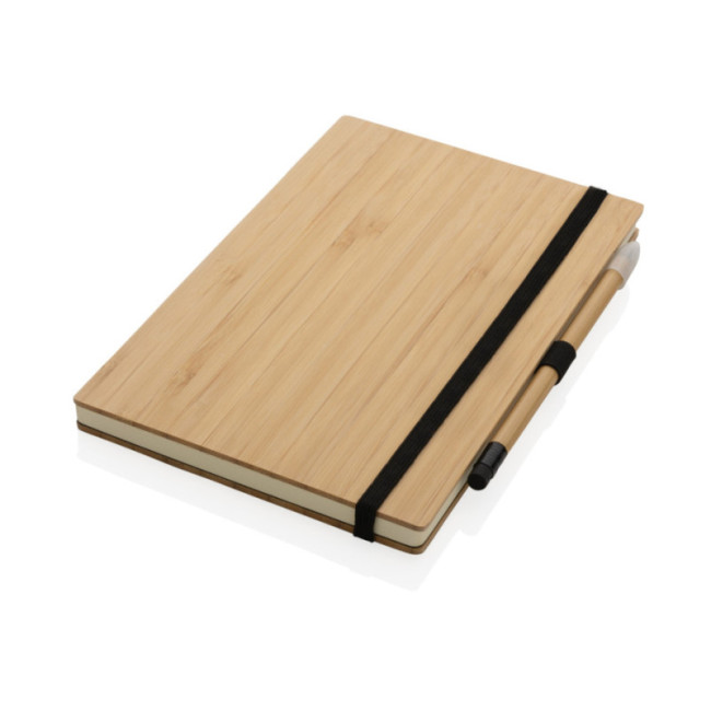 Set publicitaire avec carnet et crayon infini en bambou 