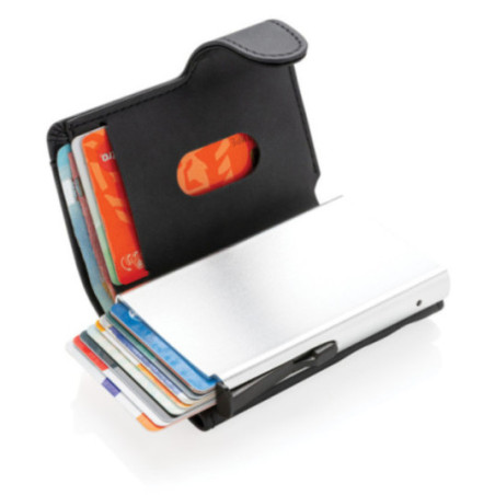 Porte-cartes anti RFID personnalisé en aluminium et PU 