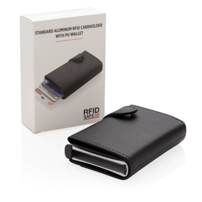 Porte-cartes anti RFID personnalisé en aluminium et PU 