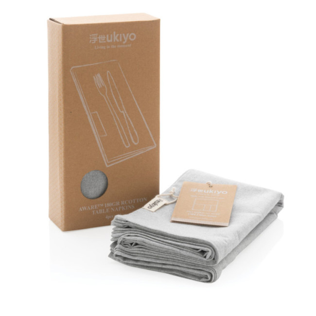 Set de 4 serviettes de table en coton recyclé Ukiyo 