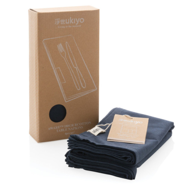 Set de 4 serviettes de table en coton recyclé Ukiyo 