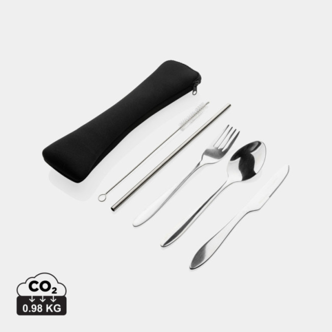 Set de 4 couverts réutilisables en acier inoxydable 