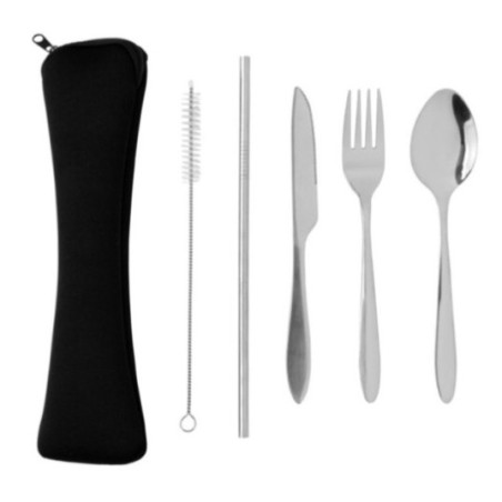 Set de 4 couverts réutilisables en acier inoxydable 
