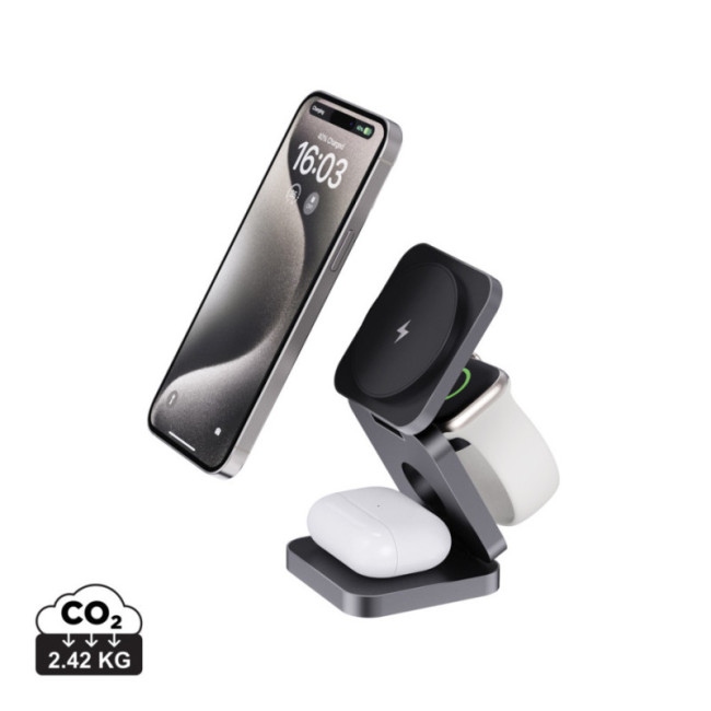 Chargeur 15W pliable 3-en-1 en aluminium recyclé RCS Terra 