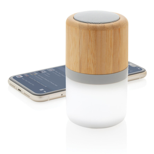 Enceinte 3W en bambou avec lumière d'ambiance 