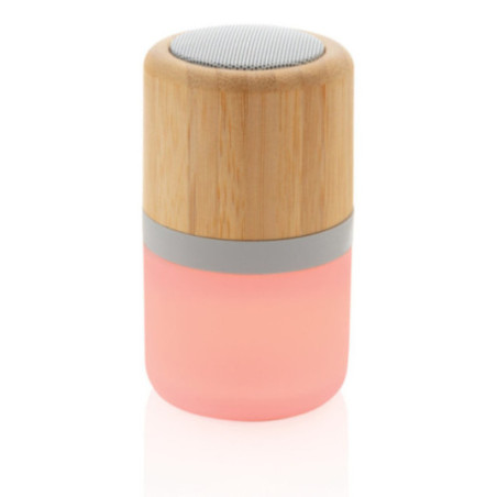 Enceinte 3W en bambou avec lumière d'ambiance 