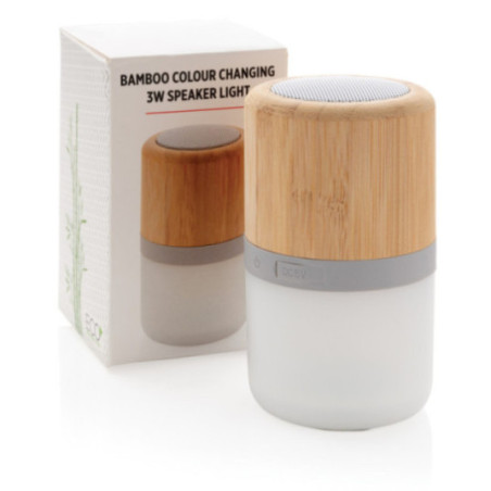 Enceinte 3W en bambou avec lumière d'ambiance 
