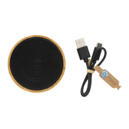 Enceinte personnalisable 3W en bambou et ABS recyclé RCS 